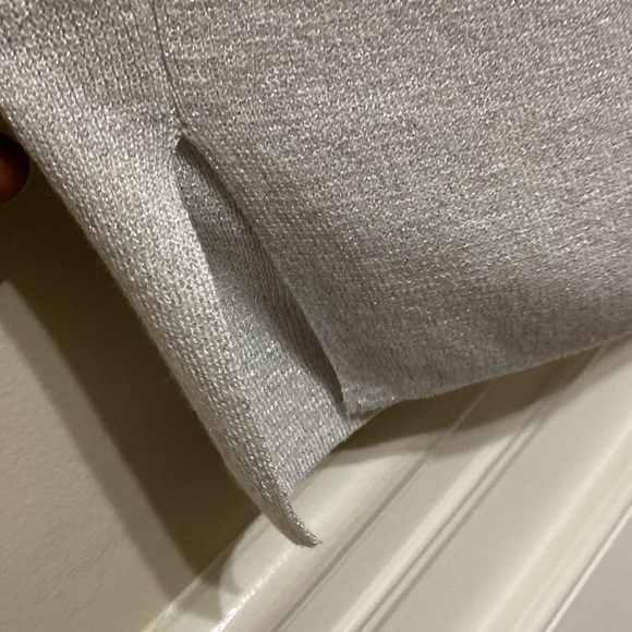 RACHEL ZOE Sweater Dress Silver Shimmer Bodycon Pull Over L event holiday soft - Picture 4 of 8